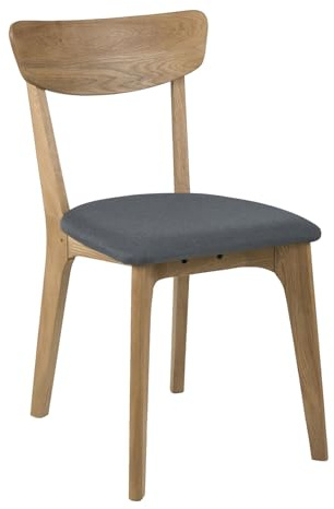 AC Design Furniture Tanner Esszimmerstühle 2er Set, B: 45 x T:49 x H: 84 cm, Eiche/dunkelgrau, Eiche/Stoff, 2 Stk