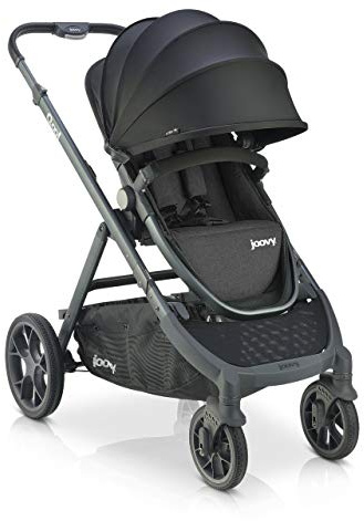 Joovy Qool Reisesystem-Kinderwagen, Premium-Multifunktions-Kombikinderwagen, Wächst Von Einzel- Über Doppel- Bis Hin Zu Dreifach Mit Zusätzlichem Zubehör, Schwarz Melange