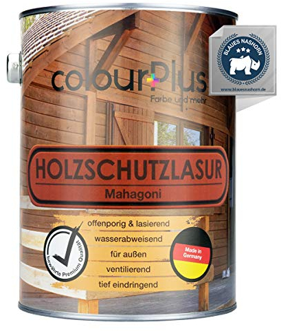ColourPlus Holzschutzlasur außen 2,5 Liter - Mahagoni - wetterfeste Holzschutzfarbe mit UV-Schutz für Gartenmöbel, Zäune und Carports - Holzlasur und Holzschutz Öl-Lasur für außen