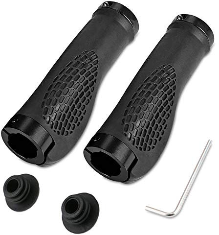 Wolike Bike Handlebar Grips Ergonomic, 2 Sides Locking, TPR Rubber Anti-Slip Handle Grip, Bicycle Grips Fits MTB/BMX/Mountain/Downhill/Foldable/Urban Bicycles/Scooter (Black)