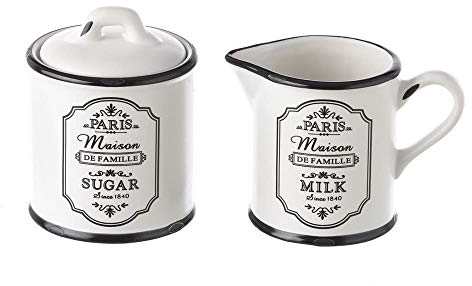 Azucarero y lechera de cerámica negra vintage para cocina France - LOLAhome