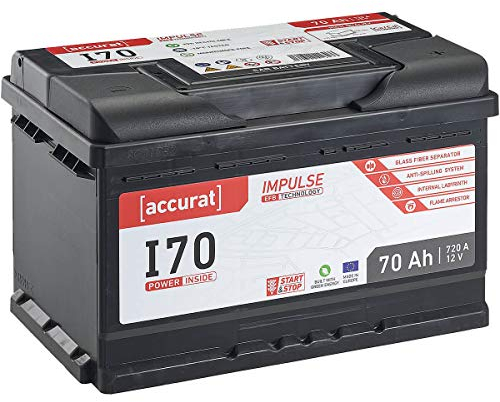 Accurat EFB Batterie I70-12V, 70Ah, 720A, Impulse, wartungsfrei - Autobatterie, Starterbatterie, Start-Stop Batterie für SUV, PKW, Lieferwagen