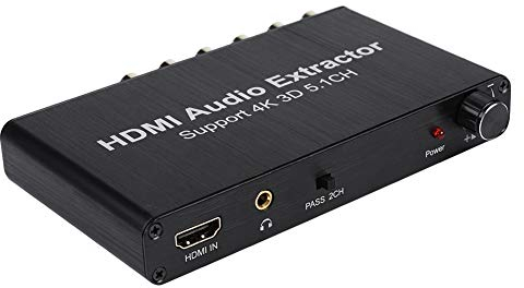Annadue Extractor de Audio 3D HDMI, convertidor de Audio de 5.1 Canales, RTOS Integrado de Alto Rendimiento y Chip decodificador de Audio, con Adaptador, Metal(EU)
