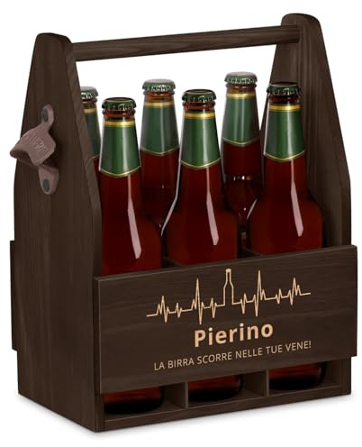 Maverton Cassetta Porta Birre in Legno, Portabottiglie Personalizzato | 6 Bottiglie Standard, Idea Regalo Uomo Compleanno, Perfetto per ogni Amante della Buona Birra