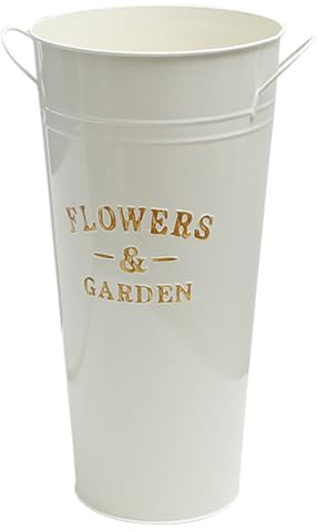 HEMOTON Große Blechvase 40 cm Hoch Vintage Blumeneimer Aus Metall Für Garten Und Innenbereich Robuster Blumenbehälter Für Pflanzen Und Dekoration