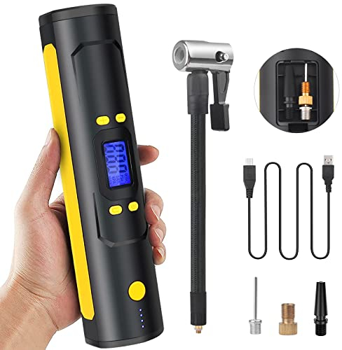 MOUDENSKAY Akku Luftpumpe,150PSI Elektrische Luftpumpe Akku Mini,Drahtlose Auto Luftkompressor mit Digital LCD LED Licht,Kann als Taschenlampe und Powerbank, Für Auto, Fahrrad, Motorrad, Ball usw
