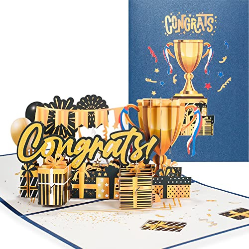 Pop Up Glückwunschkarte Trophäen,3D Abschlusskarte,Wettbewerbe Gewinnen,Prüfungen Bestehen,Bachelor,Master,Doktortitel,mit Umschlag