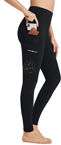 BAYGE Damen Sport Leggings Winter Hohe Taille Fleece Gefüttert Wasserdicht Blickdicht Bauchkontrolle Slim Fit Yogahose Sporthose Sweathose Fitnesshose mit Taschen