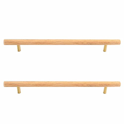 Möbelgriffe aus Holz, Möbelknöpfe, Schranktürgriff für Küche, Schublade, Kleiderschrank, massiver Schrankgriff, moderne Hardware, Möbelgriffe für Badezimmer, Eiche, 2 Stück (Lochabstand 320 mm) (Locha