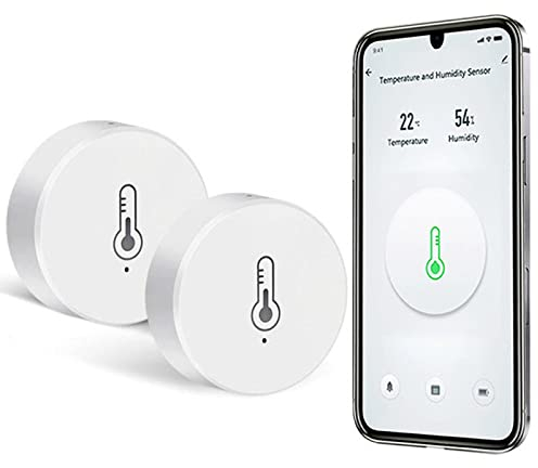 Zigbee Hygromètre thermomètre numérique, Mini capteur température & d'humidité intelligente avec télécommande de l'application, thermomètre de pièce Memarmètre d'humidité avec Alexa Google Home 2 Pack