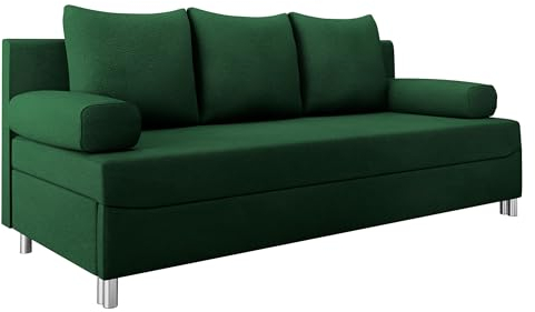 Mirjan24 Schlafsofa Dover, Sofa mit Bettkasten und Schlaffunktion, Bettsofa, Farbauswahl, Schlafcouch mit Chromfüße, Couchgarnitur, Polstersofa (Manila 35, ohne Polsterhocker)