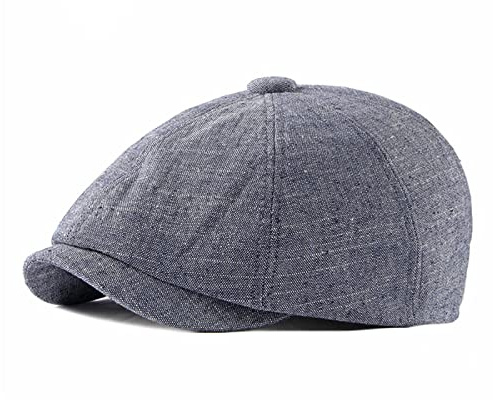 tcax Schiebermütze Herren Leinen Newsboy Cap Herren Baskenmütze Schirmmütze Frühling Sommer Hellgrau Acht Panel Hut Vintage Lässige Achteckige Mütze