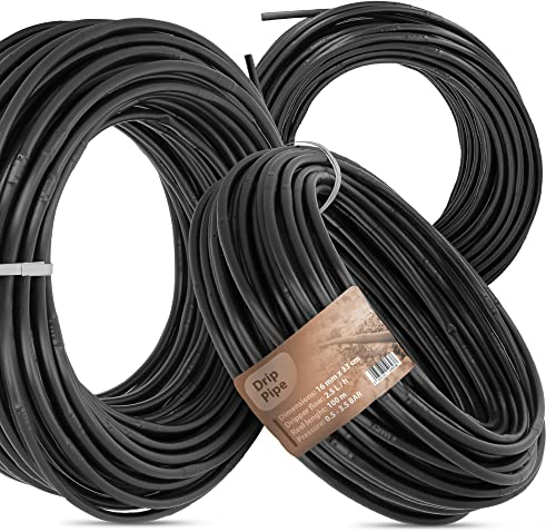 Tropfrohr 16 mm x 33 100 m Tropfschlauch Automatische Gartenbewässerung Tröpfchenbewässerung für Garten Rasenbewässerungssystem für Garten von Pflanzenreihen und Beeten Tropfbewässerungsleitung