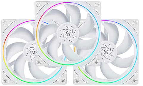 Thermalright TL-S12W X3 CPU Fan, 120mm Case Cooler Fan, 4pin PWM Connector Silent Computer Cooling with S-FDB Bearing Included,up to 1500RPM Speed PC Cooling,Fine Aperture ARGB(White)