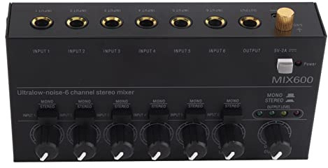 Alomejor Audiomixer, 100 Bis 240 V 6-Kanal-Stereo-Line-Mixer für die Bühne