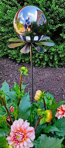 Jürgen Bocker Garten-Ambiente Blütenzauber Rotterdam Rosenkugel 15 cm Edelstahl Gartenstecker Deko mit Stab 80 cm (schwarz poliert)