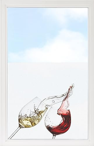 GRAZDesign Fensterfolie Blickdicht Sichtschutz, Sichtschutzfolie Fenster, Glastüren, Küche Küchenfenster, Milchglasfolie Bedruckt mit Motiv Wein rot und weiß 60x57cm