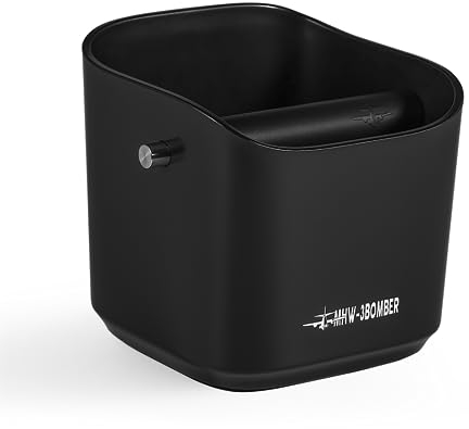 MHW-3BOMBER Espresso Knock Box, 1.2L(15 Cups) Coffee Knock Box with Removable Knock Bar and Anti-Slip Pads for Espresso Puck, Coffee Ground, Durable Espresso Accessories, Black GB5967B