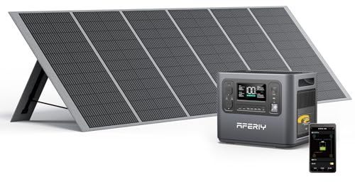 AFERIY Générateur Solaire 2400W avec 400W Panneau Solaire, 2048Wh Batteries LiFePO4, Sorties AC 220V-240V, Panneau Solaire Pliable avec Ports USB, IP65, pour Camping/Maison/Domicile