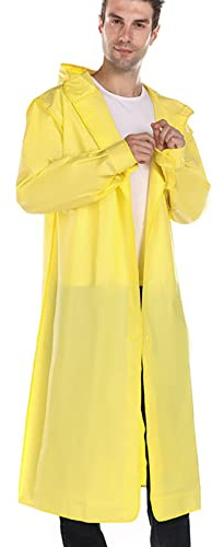LOIJMK Chubasquero para hombre y bicicleta largo, poncho de lluvia para hombre, impermeable, transpirable, con capucha, transparente, poncho de lluvia suelto, grueso, reutilizable, amarillo, XXXL