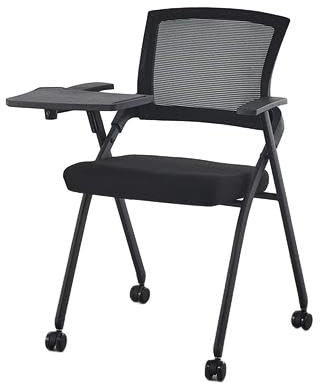 VENYAA Konferenzraum-Schulungs-Stuhl-Armstuhl mit Rollen-Rädern-Mesh-Gast-Nesting-Stapeln mit Schreibbrett-Faltbarer Schulungs-Stuhl für Meeting-Empfang-Büro-Schule(Color:SCHWARZ-C)