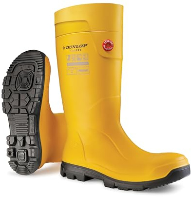 Dunlop Purofort TerraPRO - Unisex full säkerhet sneaker passform vattentäta arbetsstövlar, gula, värmeisolerade och halkfria gummistövlar med stålhätta för utomhus- och industriell användning - EU 46,