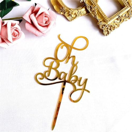 Craft Cart Acrylic Gold Oh Baby Cake Topper for Baby Shower Birthday Party Decoration Design Idea