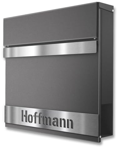 Metzler® Briefkasten mit Zeitungsfach und personalisierbarem Namensschild in Eisenglimmer pulverbeschichtet, witterungsbeständig und UV-resistent, inkl. Befestigungsset und 2 Schlüssel