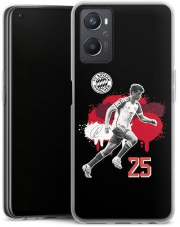 DeinDesign Silikon Hülle kompatibel mit Oppo 4G A76 Case transparent Handyhülle FC Bayern München Thomas Müller Offizielles Lizenzprodukt
