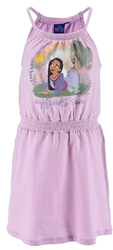 Disney Wish Robe pour Filles, Robe à Manches Courtes pour Filles, Robe Design Asha Vœux, Cadeau pour Filles, Taille 6 Ans | Lila