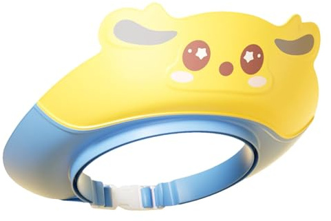 Decorhome Cuffia da bagno per bambini, morbida visiera da doccia per bambini, con visiera per lavaggio dei capelli, protezione per occhi e orecchie, per rendere il bagno dei bambini più divertente