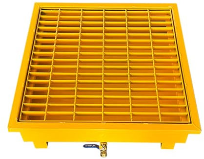 HJLKDYM Plattform Zum Auffangen Von Ölfässern, Tragbare Auffangwanne Für Industrielle Ölfässer, Auslaufsichere Wanne Mit Flachem Gitterrost, Für Lagerhallen, Fabriken(Gelb,65X65X24CM)