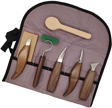 NUOBESTY Kit Doutils De Quincaillerie 7 Pièces Ensemble De Ciseaux À Sculpter En Acier Allié Avec Manche En Noyer Kit De Sculpture Sur Bois Pour Studio À Domicile Et Débutants
