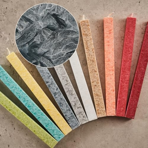 AMABIENTE Classic - Eckige Stabkerze | einzigartige Form | 19 cm Höhe - 6-7 Stunden Brenndauer | 4 Stück | präzise Handarbeit | rußfreies Abbrennen & ruhiges Flammenspiel - stein