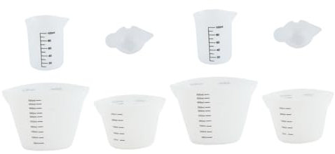 Garneck 2 Set Misurino in Silicone Cilindro Graduato Tazza Con Misurazione Tazze Di Miscelazione Tazza Di Misurazione Flessibile Tazza Di Misurazione Di Alta Qualità Beige 4 Pezzi * 2
