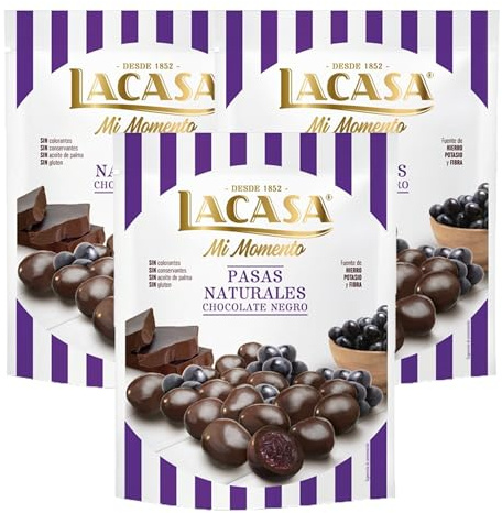 Lacasa Lote de 3x Bolsitas Mi Momento Pasas con Chocolate negro 150G