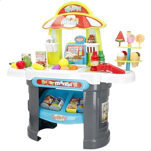 COLORBABY My Home Toy Supermarket My Home med skanner, ljus och ljud, mått 66 x 25 x 68 cm, innehåller mer än 40 tillbehör, barnbutik, pedagogiskt spel för barn 3 år (47966)
