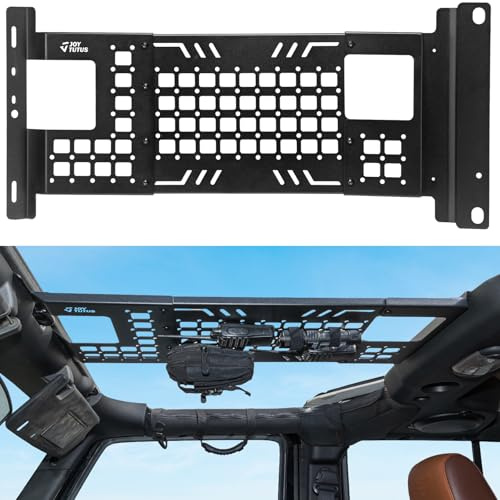 JOYTUTUS Pannello sopraelevato Molle compatibile con Wrangler JK 2007-2018 (solo per Hard Top), portapacchi cargo sul tetto Wrangler con vano portaoggetti, senza foratura