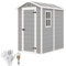 Outsunny Casetta da Giardino Porta Attrezzi in PP con Pavimento, 2.1m² Capanno da Giardino con Porta e Serratura, Tetto Inclinato, Capannone per Prato, Patio, Cortile, Esterno, 131x186x198cm, Grigio