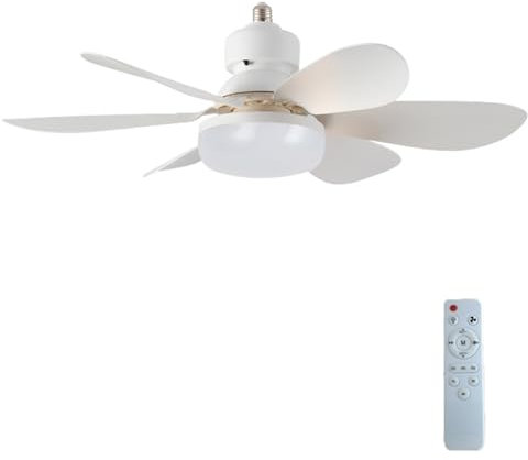 Moderno ventilador de techo con luces y control remoto, ventilador regulable de 6 aspas con 3 temperaturas de color para habitación de niños, ático pequeño, cocina pequeña, fácil de instalar, enchufe