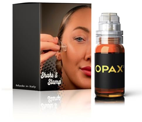 Opax Derma Stamp per Microneedling viso, Rimpolpante Labbra e Rughe Viso, Rinnova la Pelle, con Acido Ialuronico Viso 10ml, Coenzima Q10, Dermastamp 0,5mm (1 x 10ml) - Made In Italy