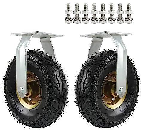 2 Swivel Trolley Casters, 6 8 10 Heavy Duty Caster Wheels, Solid Rubber Caster, Steel Hub With Ball Bearings, Large Flat Free Casters, Furniture Castor Wheel