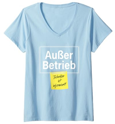 Damen Außer Betrieb Techniker Ist Informiert Faul Lustiges Büro T-Shirt mit V-Ausschnitt