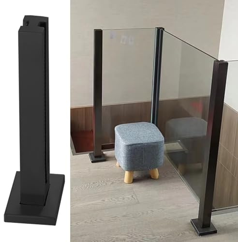 Ensemble de pinces de balustre d'escalier noires – Poteaux de garde-corps en verre de sécurité avec vis carrées Guardra et balustrades 95/105 cm Poteau moyen H-60 cm – et système de garde-corps