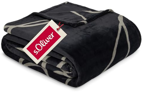 s.Oliver Kuschelsoft Decke 150x200 - flauschig, warm & waschbar, Kuscheldecke schwarz
