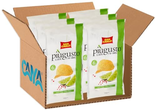 San Carlo Più Gusto Lime e Pepe Rosa Formato Multipack con all'interno 6 Buste da 25g, Senza Glutine (Gluten Free) 150g [BOX da 6 Confezioni]
