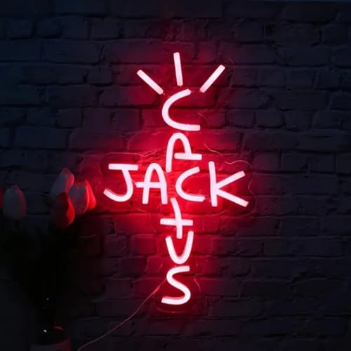 Jack Cactus LED Néon Signes Cowboy Chapeau Néon Wall Art Lampes Lumières Acrylique Dimmables pour Chambre Homme Cave Bar Pub Décor Mural de Fête de Mariage