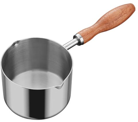 Toyvian Petite Casserole en Acier Inoxydable 304 Moyenne Capacité avec Bec Verseur Multifonction pour Cuisson et Réchauffage Huile et Lait, Usage Domestique, Compacte et Légère