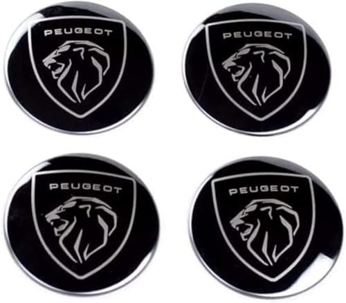 FSWEOKL 4 Stück Radkappen Aufkleber für Peugeot 208 I 2012-2015 2015-2019 50MM, Reifen Felgendeckel Aufkleber Nabenkappen Abzeichen Sticker Autozubehör,A