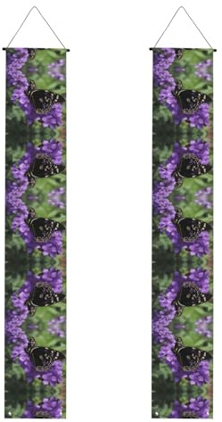 Banner mit Blumen- und Schmetterlings-Druck, Polyester-Banner, für drinnen und draußen, einfach aufzuhängen, wiederverwendbar